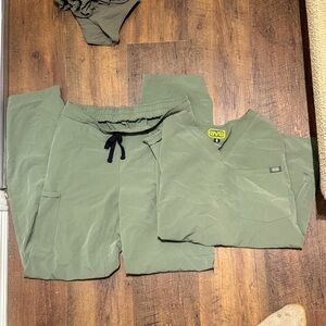 Medline Olive Green Scrub Set with Black Drawstring set small